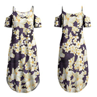 Hawaii Hibiscus Plumeria Purple Family Matching Summer Maxi Dress and Hawaiian Shirt Polynesian Pattern LT01 Mom's Dress Purple - Polynesian Pride