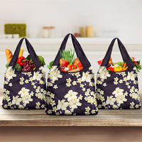 Hawaii Hibiscus Plumeria Purple Grocery Bag Polynesian Pattern LT01 3-pack One Size Purple - Polynesian Pride