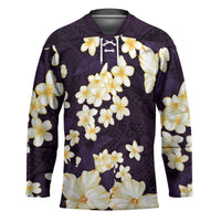 Hawaii Hibiscus Plumeria Purple Hockey Jersey Polynesian Pattern LT01 Unisex Purple - Polynesian Pride
