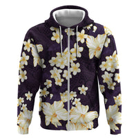 Hawaii Hibiscus Plumeria Purple Hoodie Polynesian Pattern LT01 Zip Hoodie Purple - Polynesian Pride