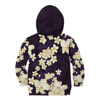Hawaii Hibiscus Plumeria Purple Kid Hoodie Polynesian Pattern LT01 - Polynesian Pride