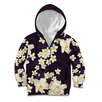 Hawaii Hibiscus Plumeria Purple Kid Hoodie Polynesian Pattern LT01 Zip Hoodie Purple - Polynesian Pride