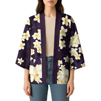 Hawaii Hibiscus Plumeria Purple Kimono Polynesian Pattern LT01 - Polynesian Pride