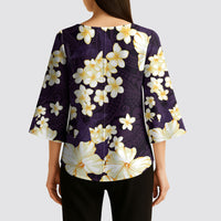 Hawaii Hibiscus Plumeria Purple Kimono Sleeve Blouse Polynesian Pattern LT01 - Polynesian Pride
