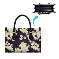 Hawaii Hibiscus Plumeria Purple Leather Bag Polynesian Pattern LT01 - Polynesian Pride