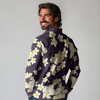 Hawaii Hibiscus Plumeria Purple Long Sleeve Polo Shirt Polynesian Pattern LT01 - Polynesian Pride