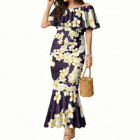 Hawaii Hibiscus Plumeria Purple Mermaid Dress Polynesian Pattern LT01 Women Purple - Polynesian Pride