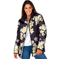 Hawaii Hibiscus Plumeria Purple Padded Jacket Polynesian Pattern LT01 Women Purple - Polynesian Pride