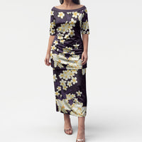 Hawaii Hibiscus Plumeria Purple Puletasi Polynesian Pattern LT01 Long Dress Purple - Polynesian Pride