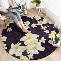Hawaii Hibiscus Plumeria Purple Round Carpet Polynesian Pattern LT01 - Polynesian Pride