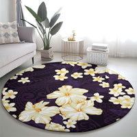 Hawaii Hibiscus Plumeria Purple Round Carpet Polynesian Pattern LT01 - Polynesian Pride