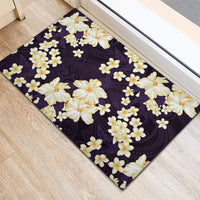 Hawaii Hibiscus Plumeria Purple Rubber Doormat Polynesian Pattern LT01 - Polynesian Pride
