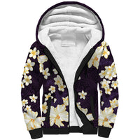 Hawaii Hibiscus Plumeria Purple Sherpa Hoodie Polynesian Pattern LT01 Unisex Purple - Polynesian Pride