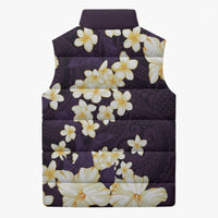 Hawaii Hibiscus Plumeria Purple Sleeveless Puffer Jacket Polynesian Pattern LT01 - Polynesian Pride