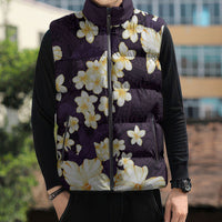Hawaii Hibiscus Plumeria Purple Sleeveless Puffer Jacket Polynesian Pattern LT01 - Polynesian Pride