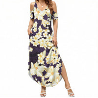 Hawaii Hibiscus Plumeria Purple Summer Maxi Dress Polynesian Pattern LT01 Women Purple - Polynesian Pride
