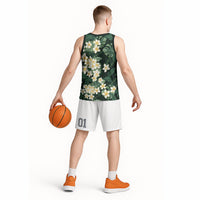 Hawaii Plumeria Tropical Leaves Basketball Jersey Monstera Calathea Palm Fronds