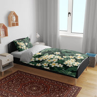 Hawaii Plumeria Tropical Leaves Bedding Set Monstera Calathea Palm Fronds