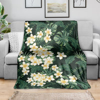 Hawaii Plumeria Tropical Leaves Blanket Monstera Calathea Palm Fronds