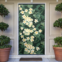Hawaii Plumeria Tropical Leaves Door Cover Monstera Calathea Palm Fronds