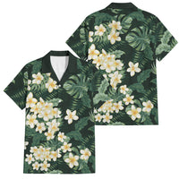 Hawaii Plumeria Tropical Leaves Family Matching Long Sleeve Bodycon Dress and Hawaiian Shirt Monstera Calathea Palm Fronds