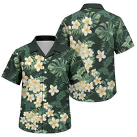 Hawaii Plumeria Tropical Leaves Family Matching Long Sleeve Bodycon Dress and Hawaiian Shirt Monstera Calathea Palm Fronds