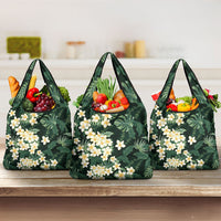 Hawaii Plumeria Tropical Leaves Grocery Bag Monstera Calathea Palm Fronds