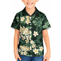 Hawaii Plumeria Tropical Leaves Kid Hawaiian Shirt Monstera Calathea Palm Fronds