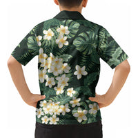 Hawaii Plumeria Tropical Leaves Kid Hawaiian Shirt Monstera Calathea Palm Fronds