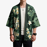 Hawaii Plumeria Tropical Leaves Kimono Monstera Calathea Palm Fronds