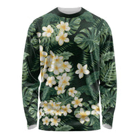 Hawaii Plumeria Tropical Leaves Long Sleeve Shirt Monstera Calathea Palm Fronds