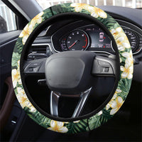 Hawaii Plumeria Tropical Leaves Steering Wheel Cover Monstera Calathea Palm Fronds