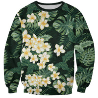 Hawaii Plumeria Tropical Leaves Sweatshirt Monstera Calathea Palm Fronds