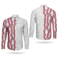Hawaii Aalii Lei Couples Matching Off Shoulder Maxi Dress and Long Sleeve Button Shirt Aalii Ku Makani