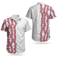 Hawaii Aalii Lei Couples Matching Off Shoulder Short Dress and Hawaiian Shirt Aalii Ku Makani