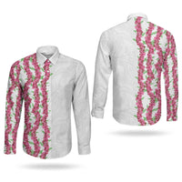 Hawaii Aalii Lei Couples Matching Off Shoulder Short Dress and Long Sleeve Button Shirt Aalii Ku Makani