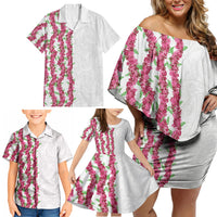 Hawaii Aalii Lei Family Matching Off Shoulder Short Dress and Hawaiian Shirt Aalii Ku Makani