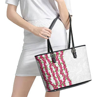 Hawaii Aalii Lei Leather Tote Bag Aalii Ku Makani