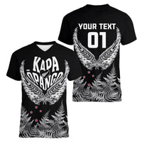 Custom New Zealand Rugby Women V Neck T Shirt NZ Opango Forever Silver Fern Heart LT01 - Polynesian Pride