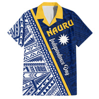 Nauru Independence Day Family Matching Off Shoulder Short Dress and Hawaiian Shirt Repubrikin Naoero Gods Will First LT01 Dad's Shirt - Short Sleeve Blue - Polynesian Pride