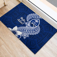 Hafa Adai Guam Rubber Doormat Polynesian Floral Blue Pattern LT01 - Polynesian Pride
