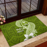 Hafa Adai Guam Rubber Doormat Polynesian Olive Green Blue Pattern LT01 - Polynesian Pride