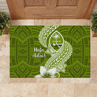 Hafa Adai Guam Rubber Doormat Polynesian Olive Green Blue Pattern LT01 - Polynesian Pride