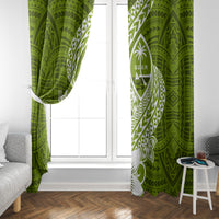 Hafa Adai Guam Window Curtain Polynesian Olive Green Blue Pattern LT01 - Polynesian Pride