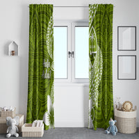 Hafa Adai Guam Window Curtain Polynesian Olive Green Blue Pattern LT01 - Polynesian Pride
