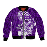 Hafa Adai Guam Bomber Jacket Polynesian Floral Purple Pattern LT01 Unisex Purple - Polynesian Pride