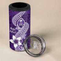 Hafa Adai Guam 4 in 1 Can Cooler Tumbler Polynesian Floral Purple Pattern