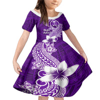 Hafa Adai Guam Family Matching Mermaid Dress and Hawaiian Shirt Polynesian Floral Purple Pattern LT01 Daughter's Dress Purple - Polynesian Pride