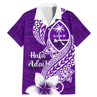 Hafa Adai Guam Family Matching Mermaid Dress and Hawaiian Shirt Polynesian Floral Purple Pattern LT01 Dad's Shirt - Short Sleeve Purple - Polynesian Pride