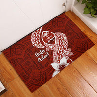 Hafa Adai Guam Rubber Doormat Polynesian Floral Red Pattern LT01 Red - Polynesian Pride
